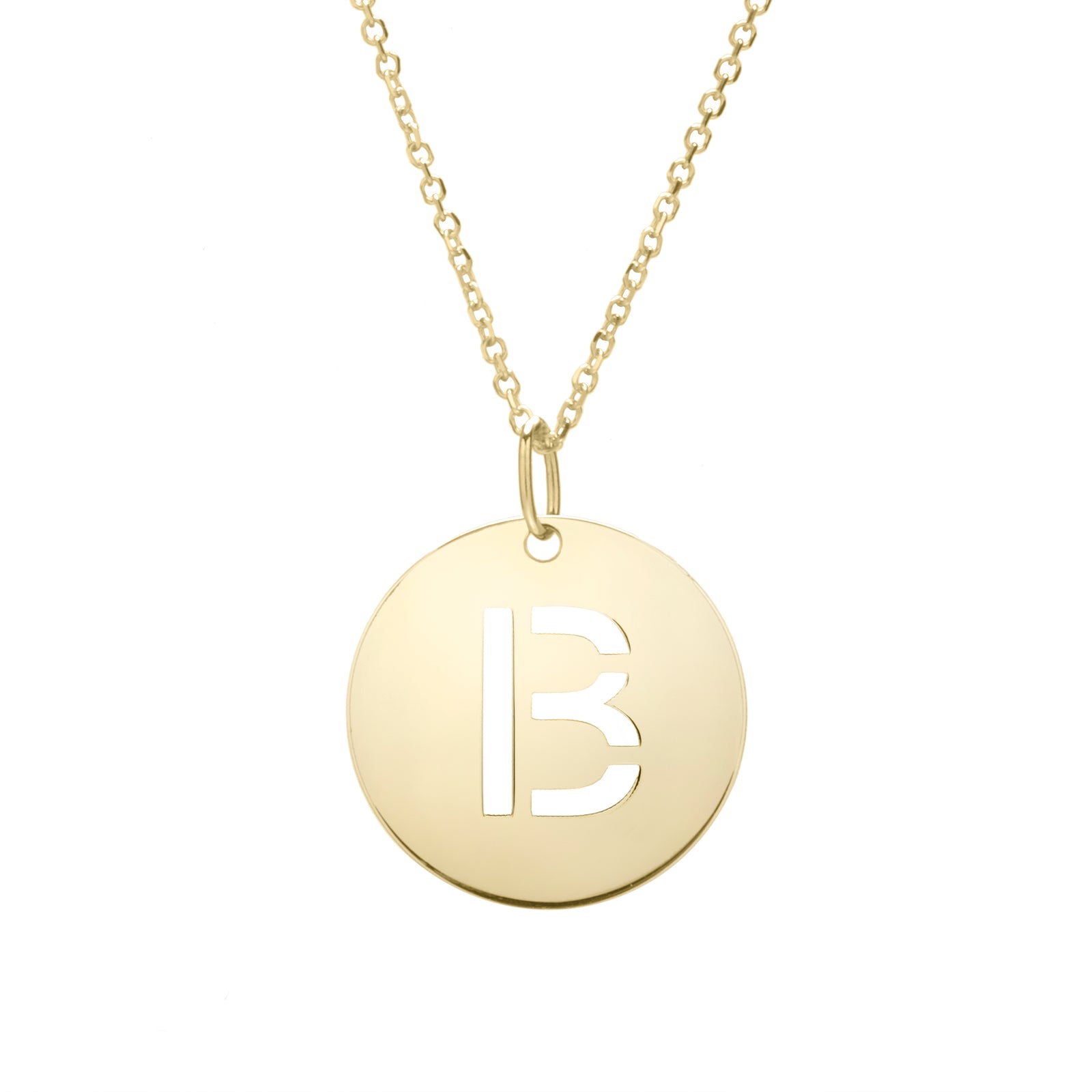 14K Gold Disc Initial B Necklace