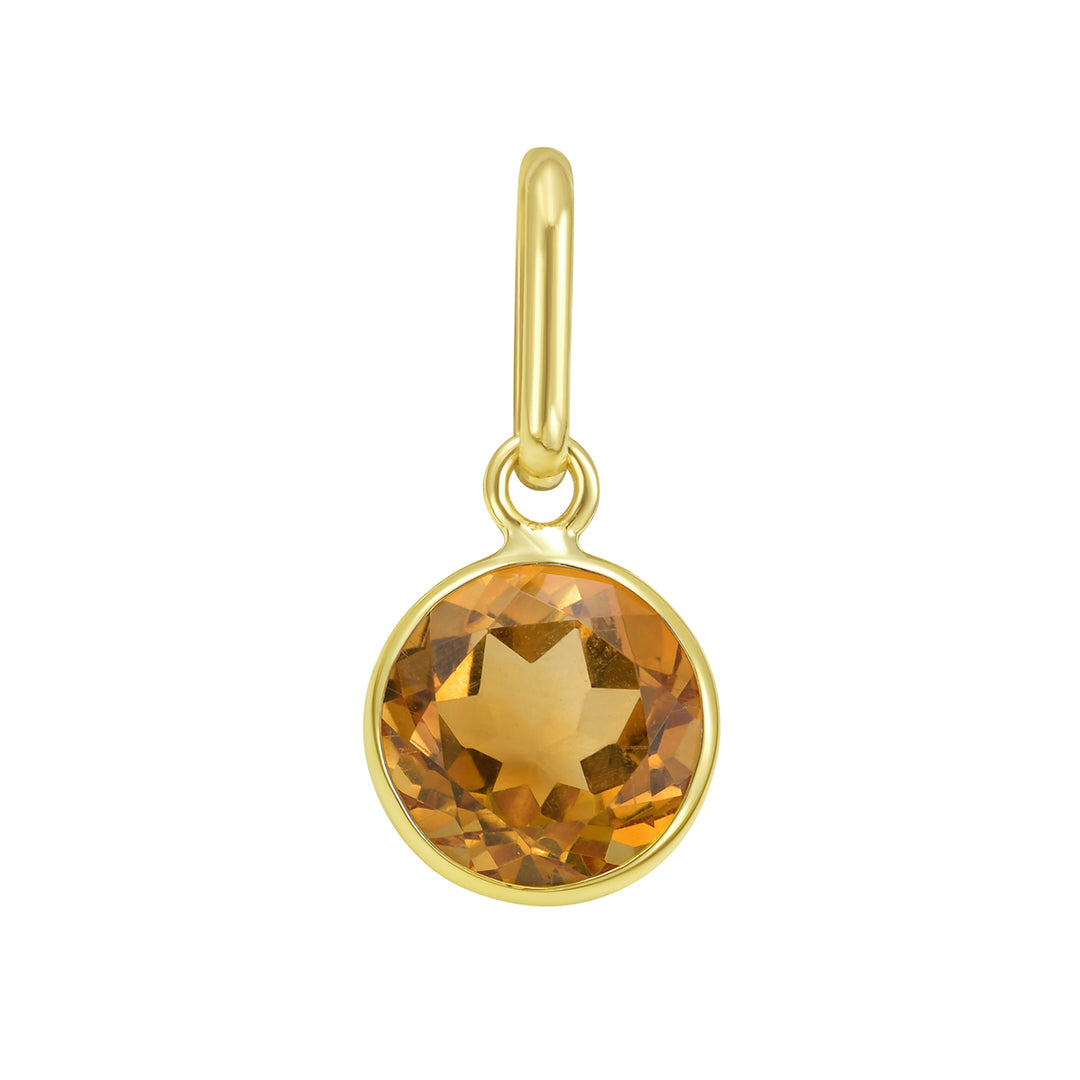 14K Round Citrine Charm