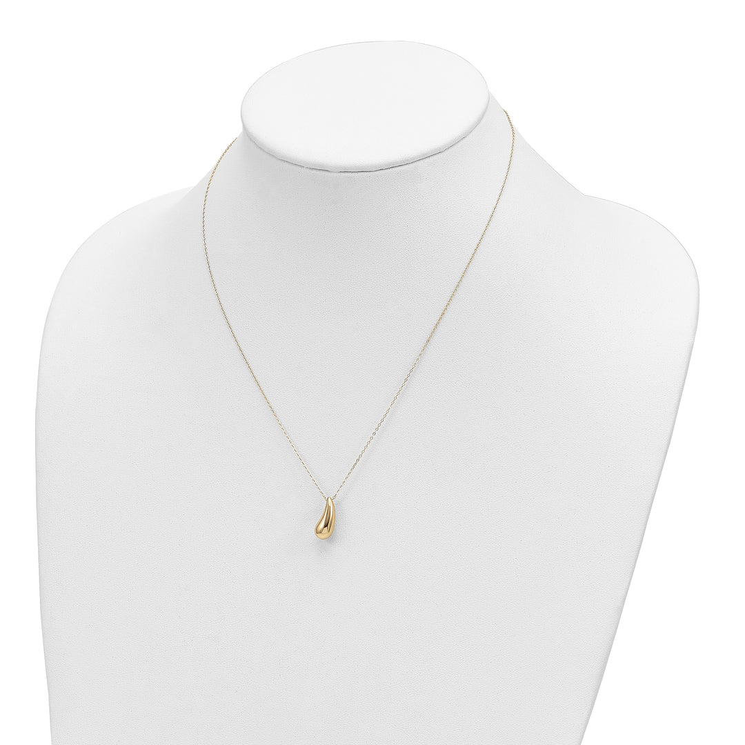 14k Polished Puffed Teardrop 18in Necklace