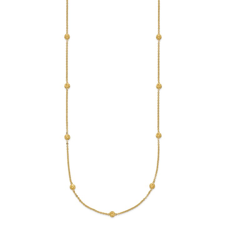 14k Polished Diamond-cut Tiny Puffed Circles 15-Station Necklace