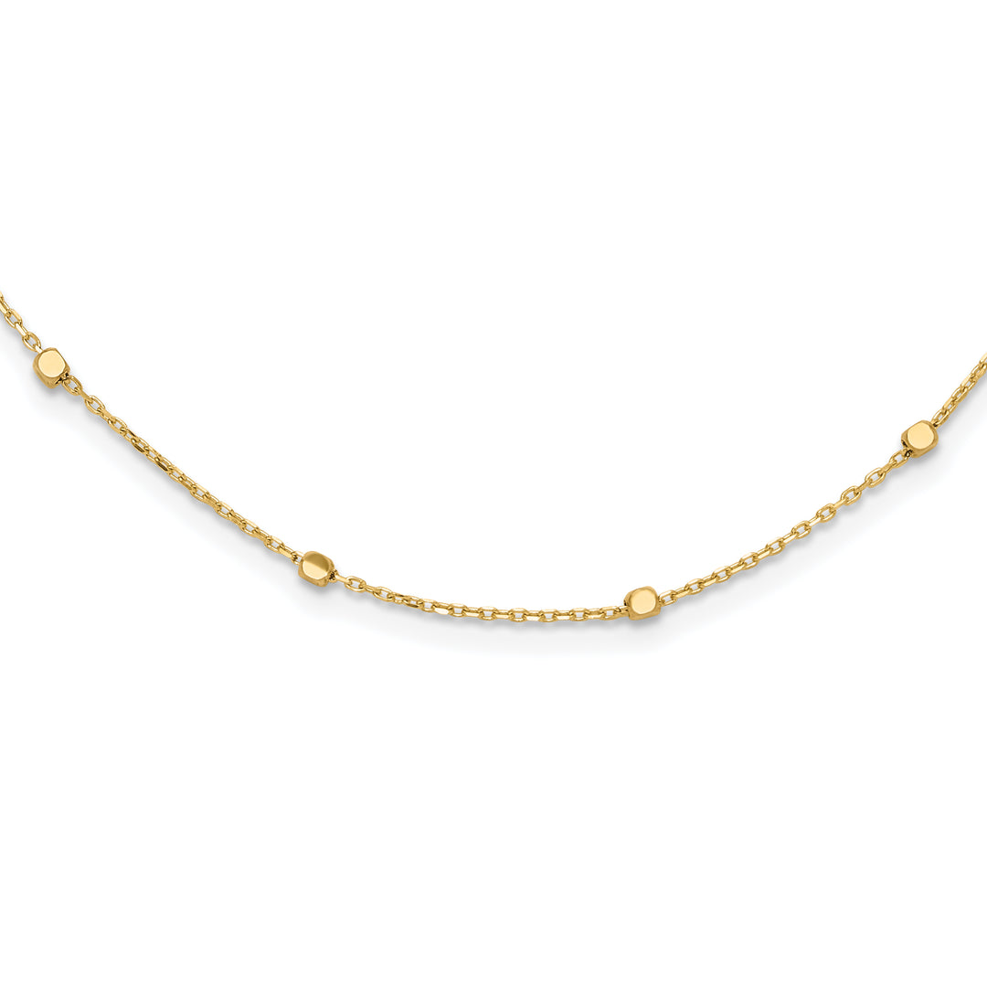 14K Polished Cube Stations w/ 2in ext. Necklace