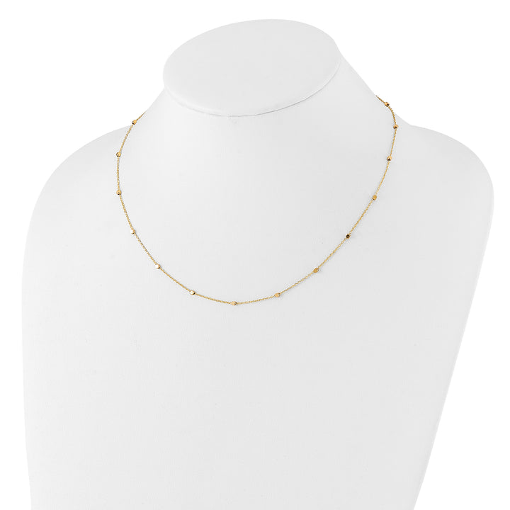 14K Polished Cube Stations w/ 2in ext. Necklace