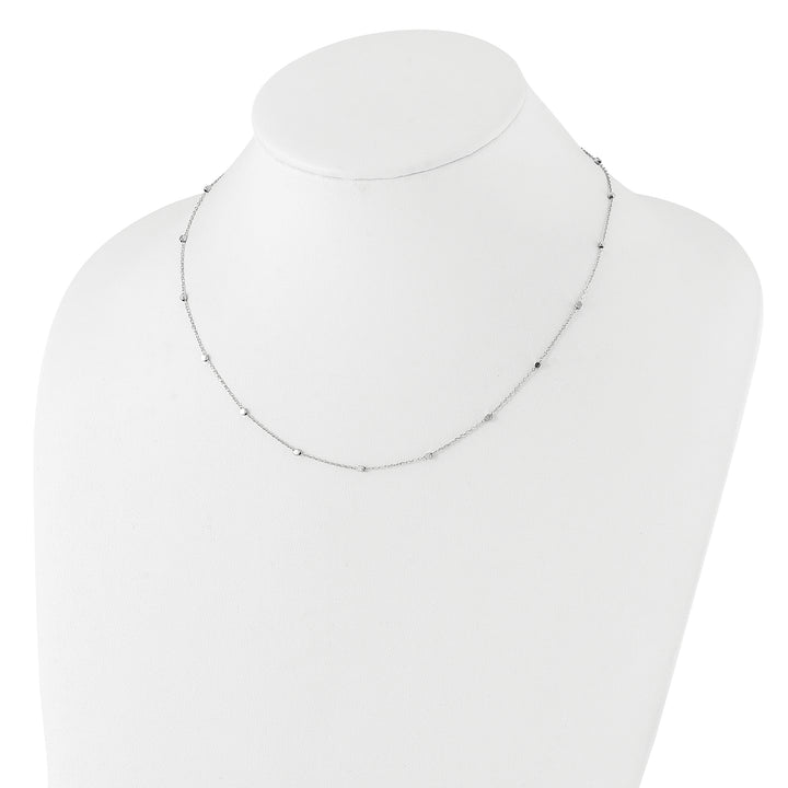 14K White Gold Polished Cube Stations w/ 2in ext. Necklace