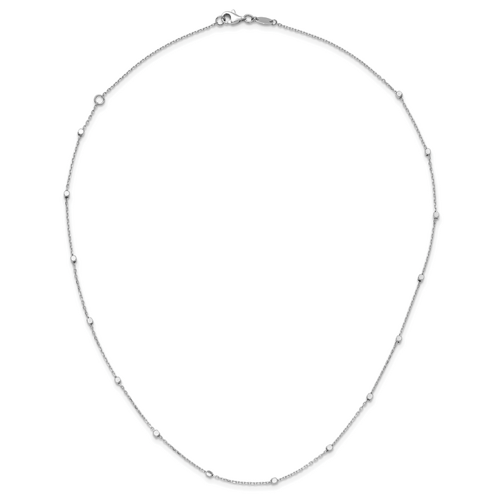 14K White Gold Polished Cube Stations w/ 2in ext. Necklace