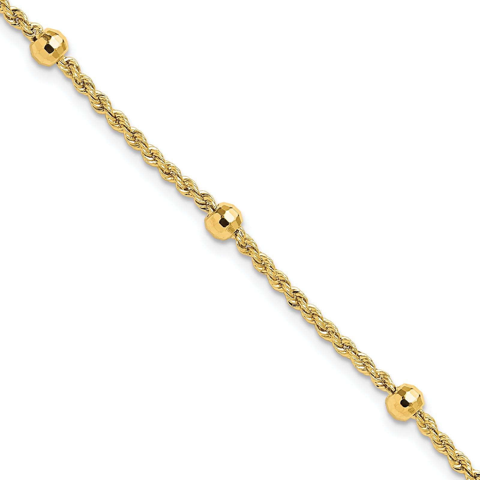 14k D/C Beaded Rope Chain Bracelet