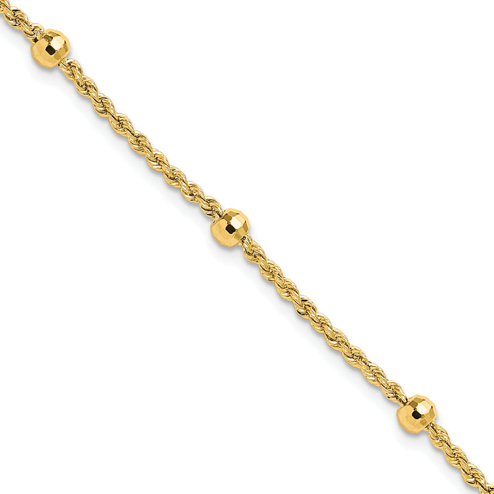 14k D/C Beaded Rope Chain Bracelet