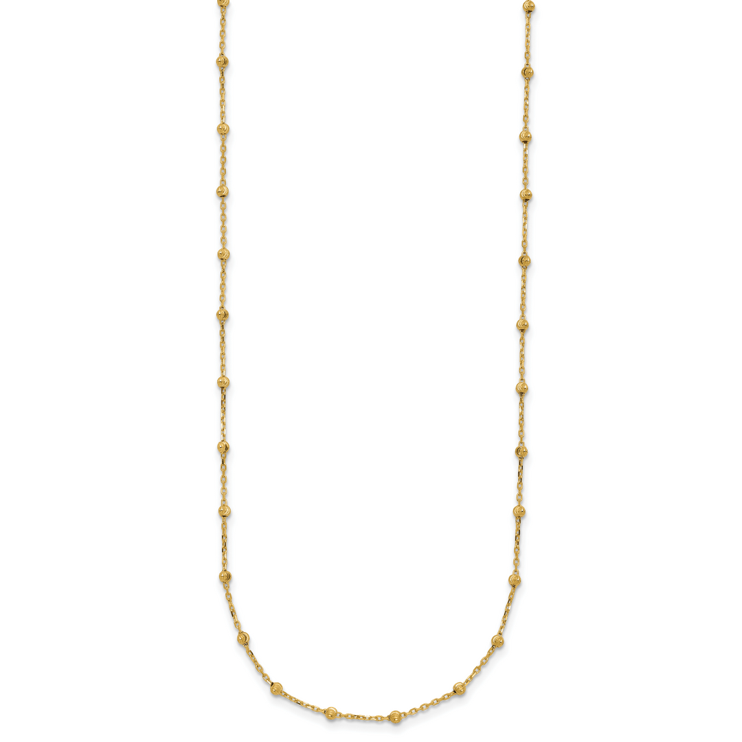 14K Polished and Diamond-cut Beaded Necklace