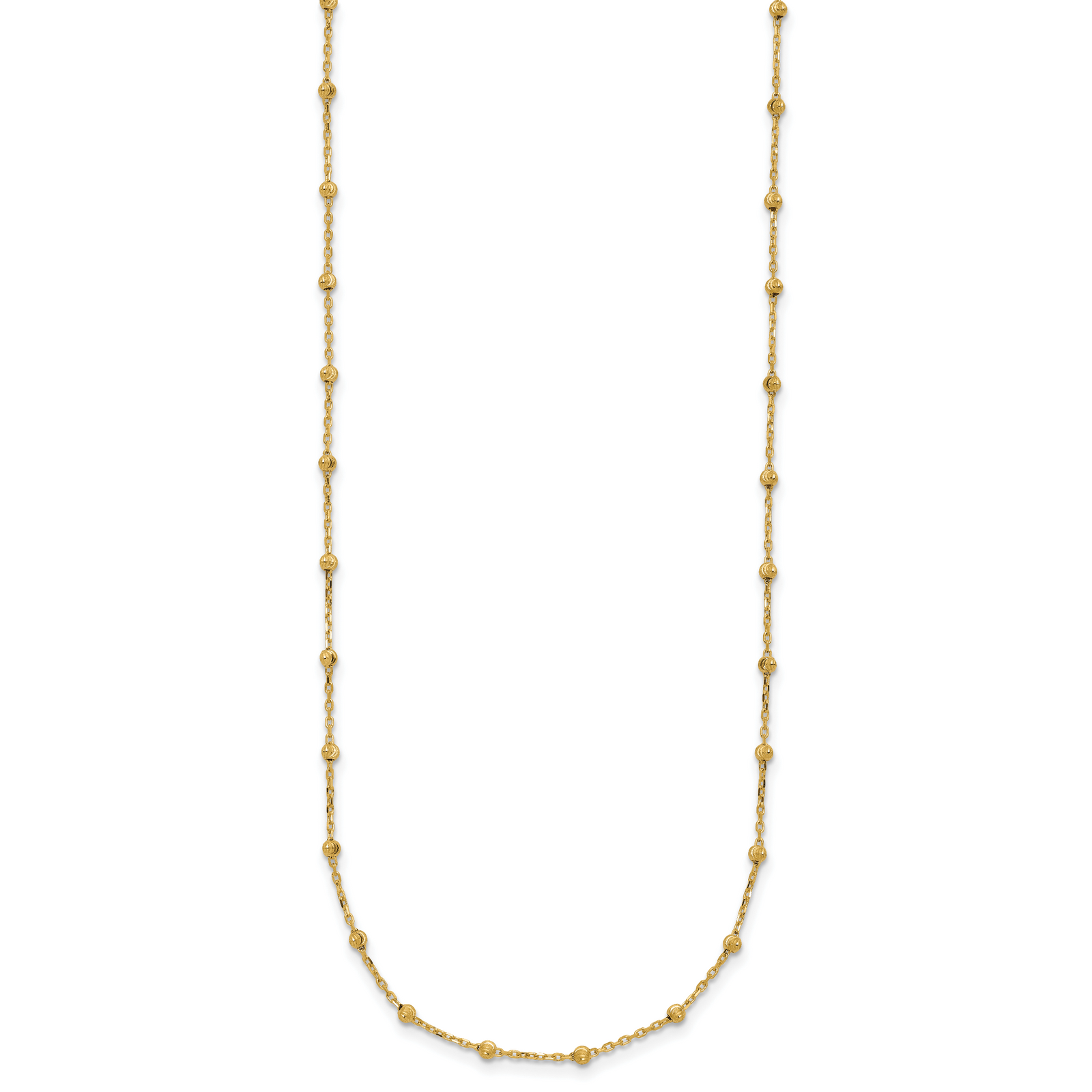 14K Polished and Diamond-cut Beaded Necklace