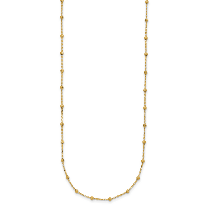 14K Polished and Diamond-cut Beaded Necklace