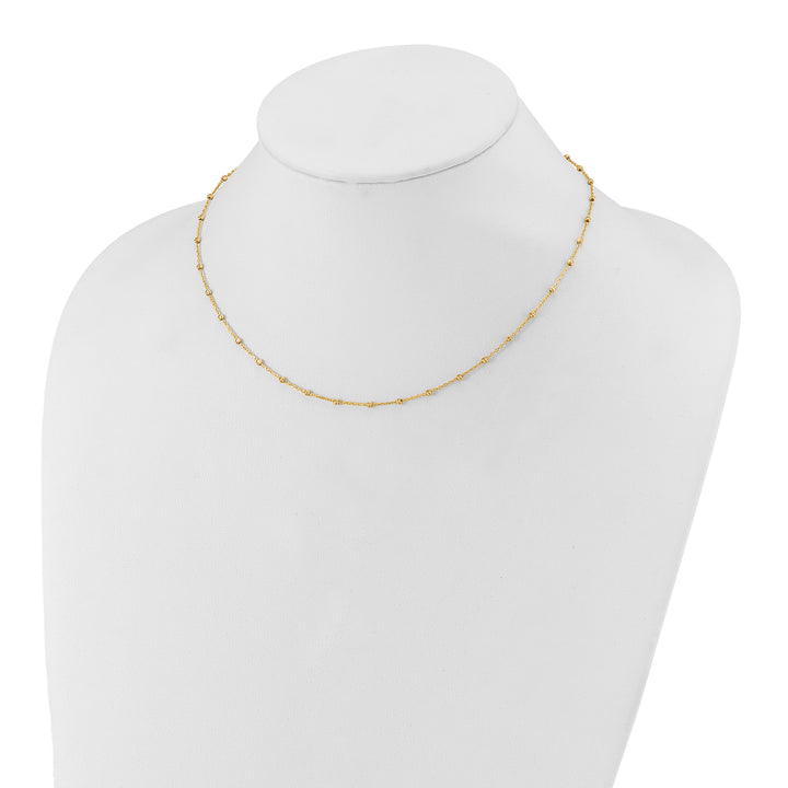 14K Polished and Diamond-cut Beaded Necklace