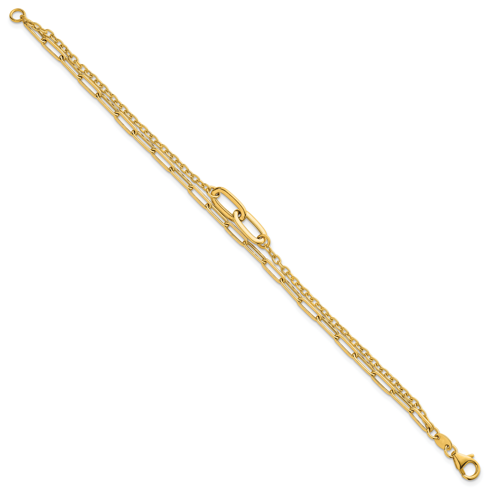14k Polished Paperclip Double Strand 7.5in Bracelet