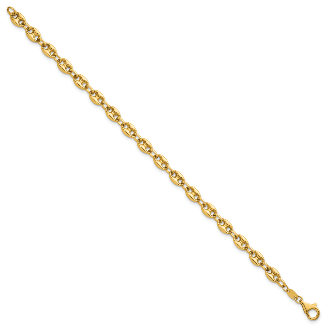 14K Polished Puffed Mariner 7.5 in Bracelet
