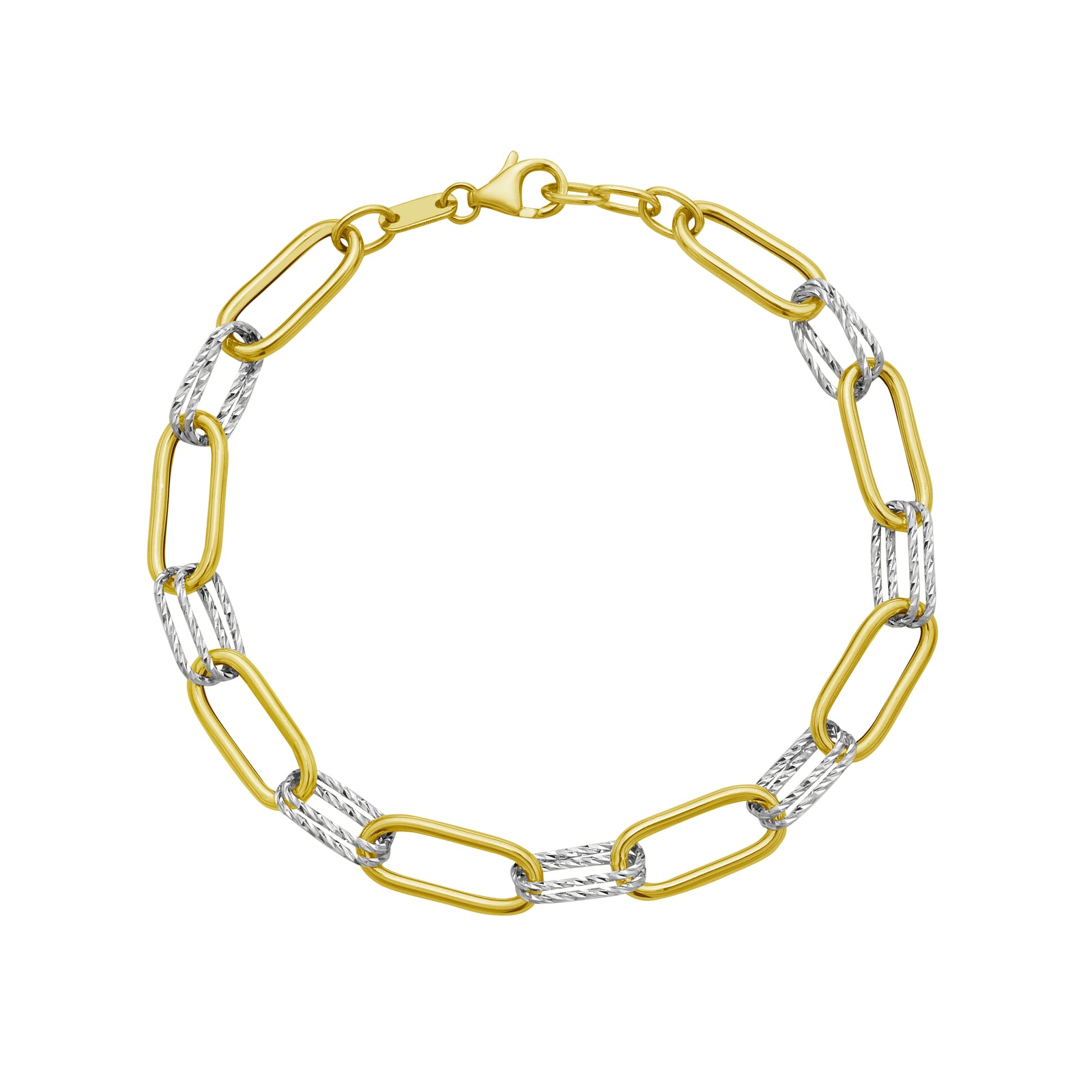14K Two-tone Diamante Paperclip Chain