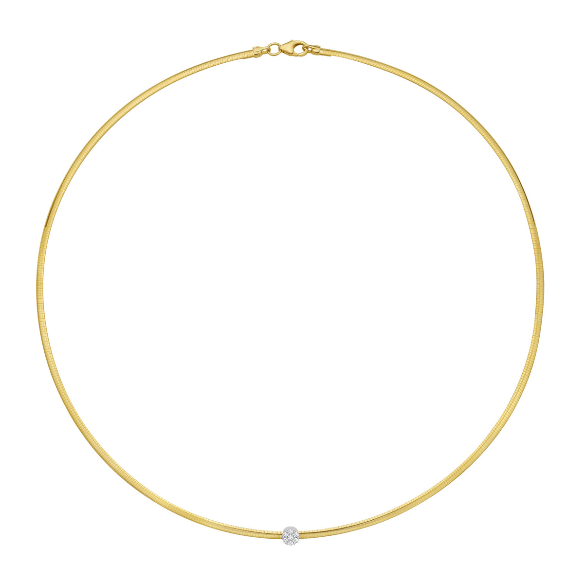14K TT Diamond Omega Round Necklace