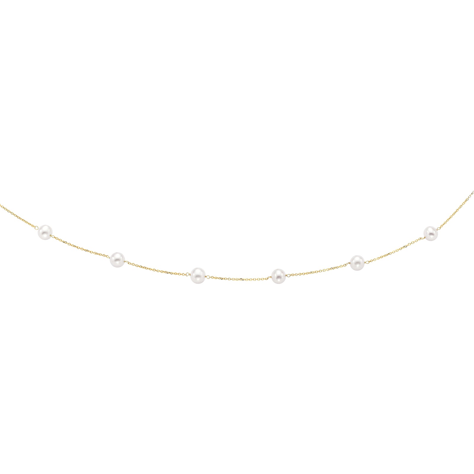 14K Gold Pearl Station Necklace