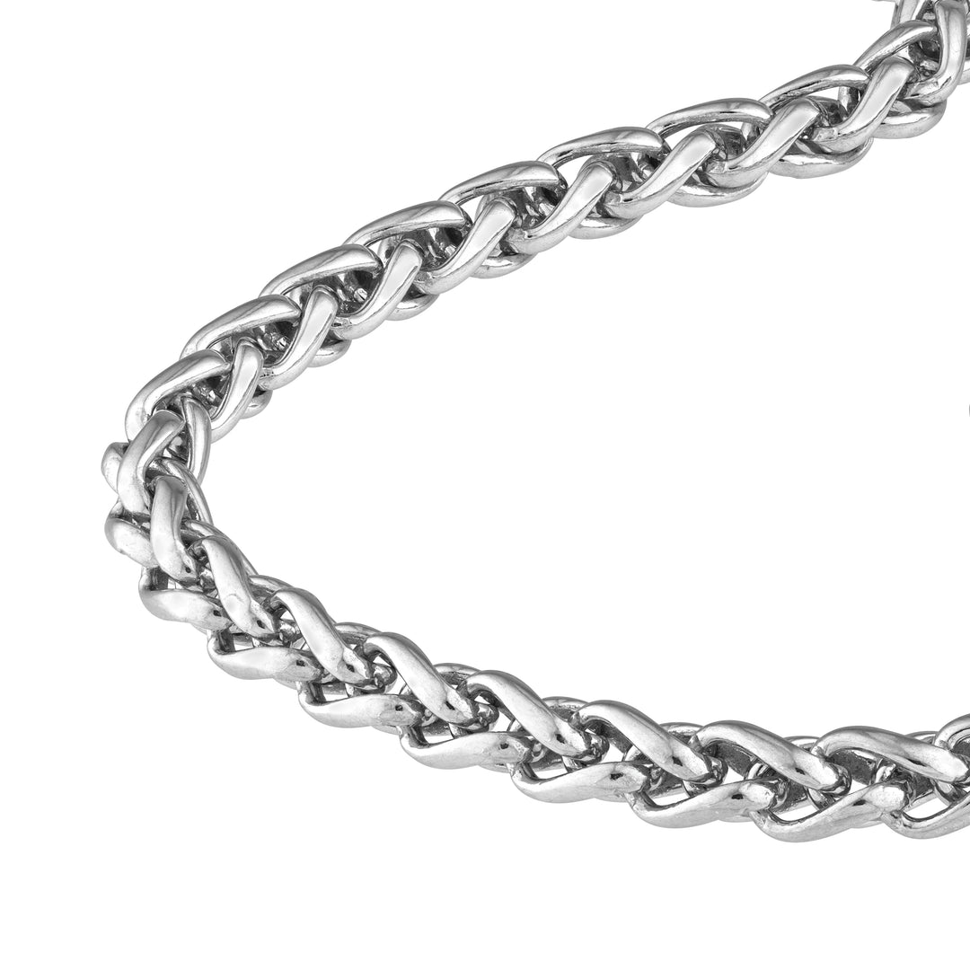Sterling Silver 4.30mm Half Round Spiga Chain Bracelet
