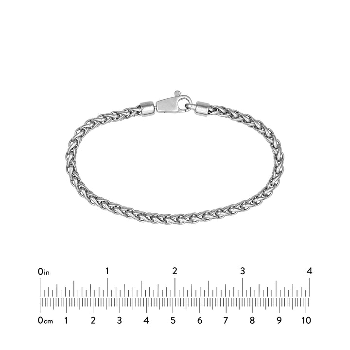Sterling Silver 4.30mm Half Round Spiga Chain Bracelet