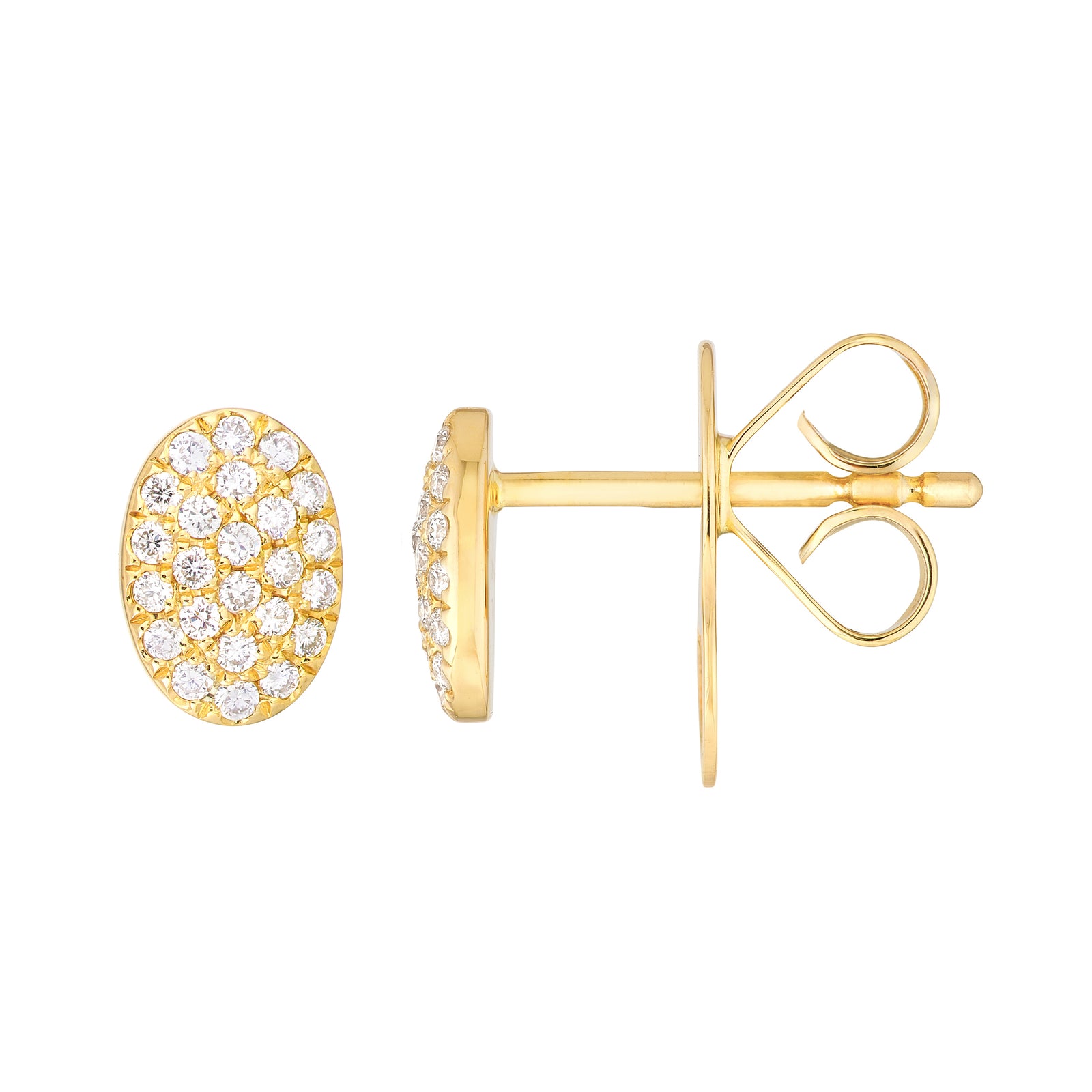 Pavé Diamond Oval Stud Earrings (1/6tcw)