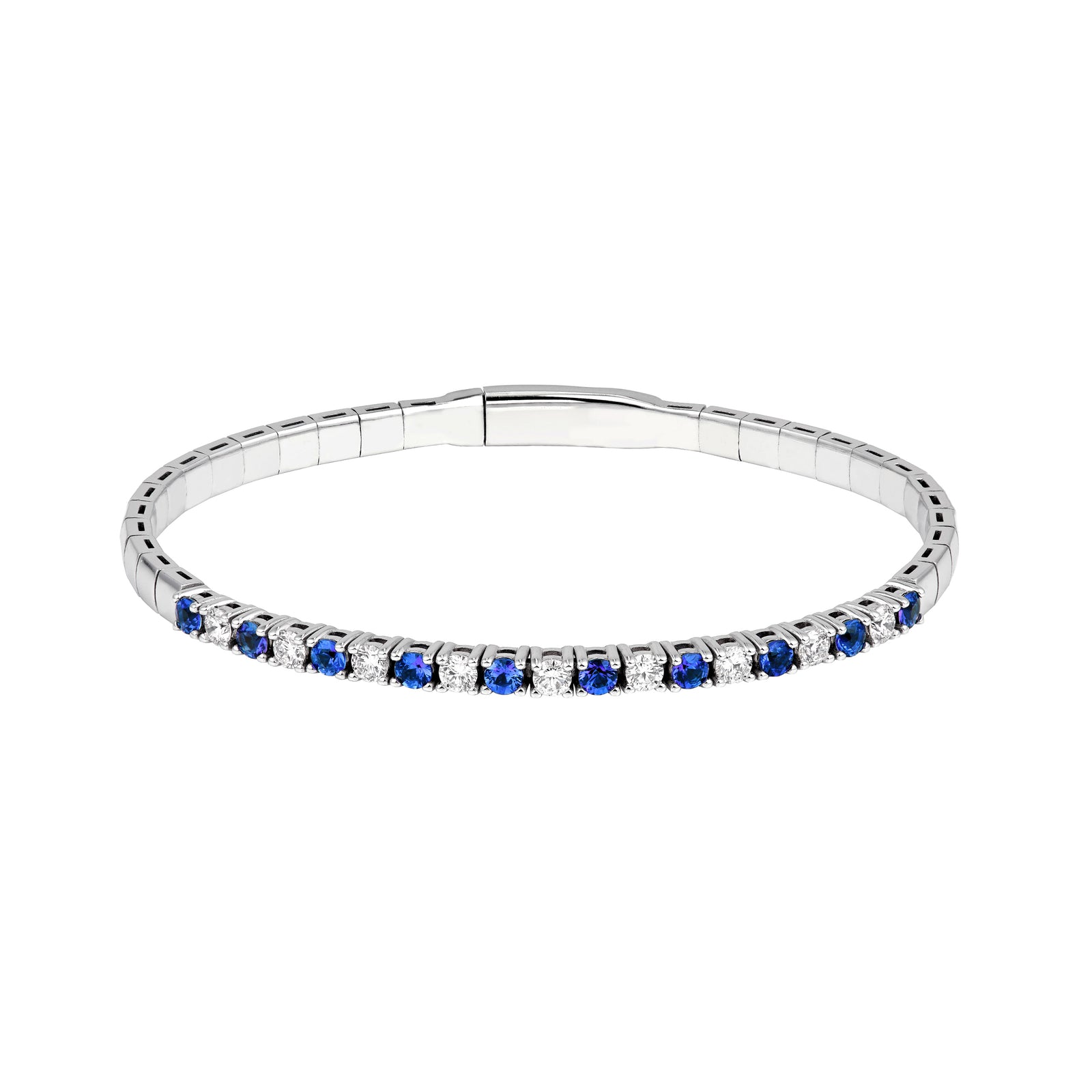 Blue Sapphire & Diamond Flex Tennis Bracelet