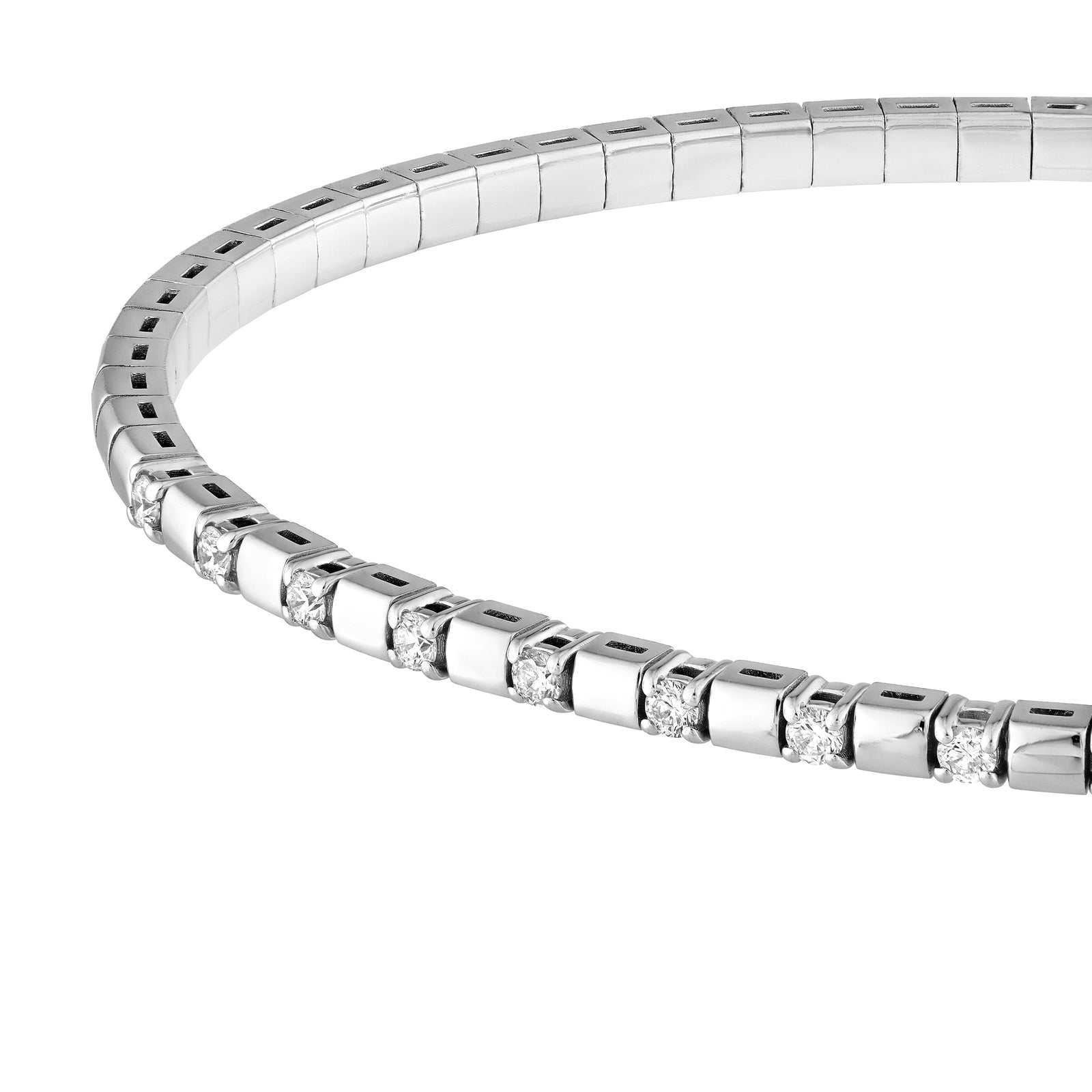 1/3tcw Alternating Diamond and Square Link Flex Bracelet