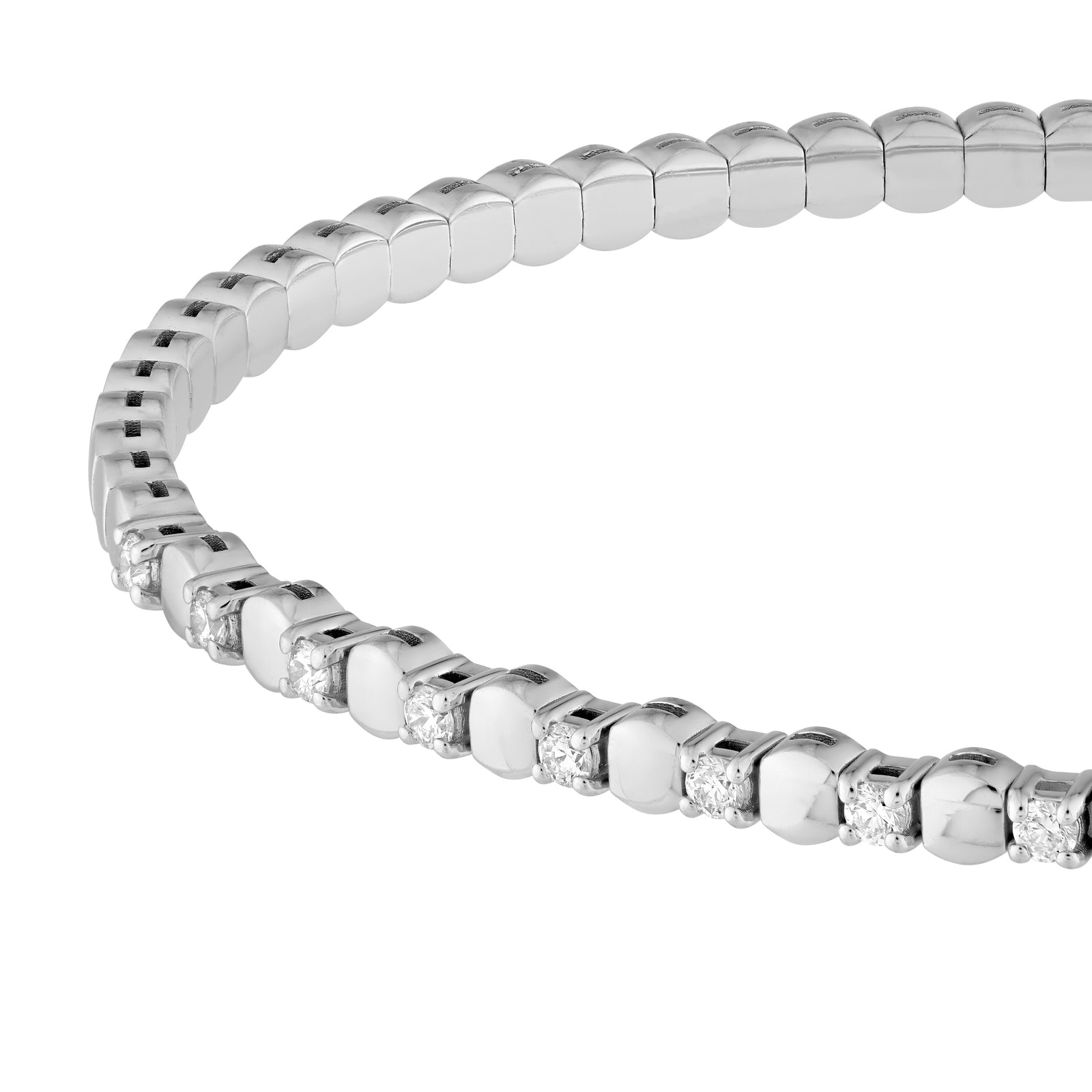 1/3tcw Alternating Diamond and Round Link Flex Bracelet