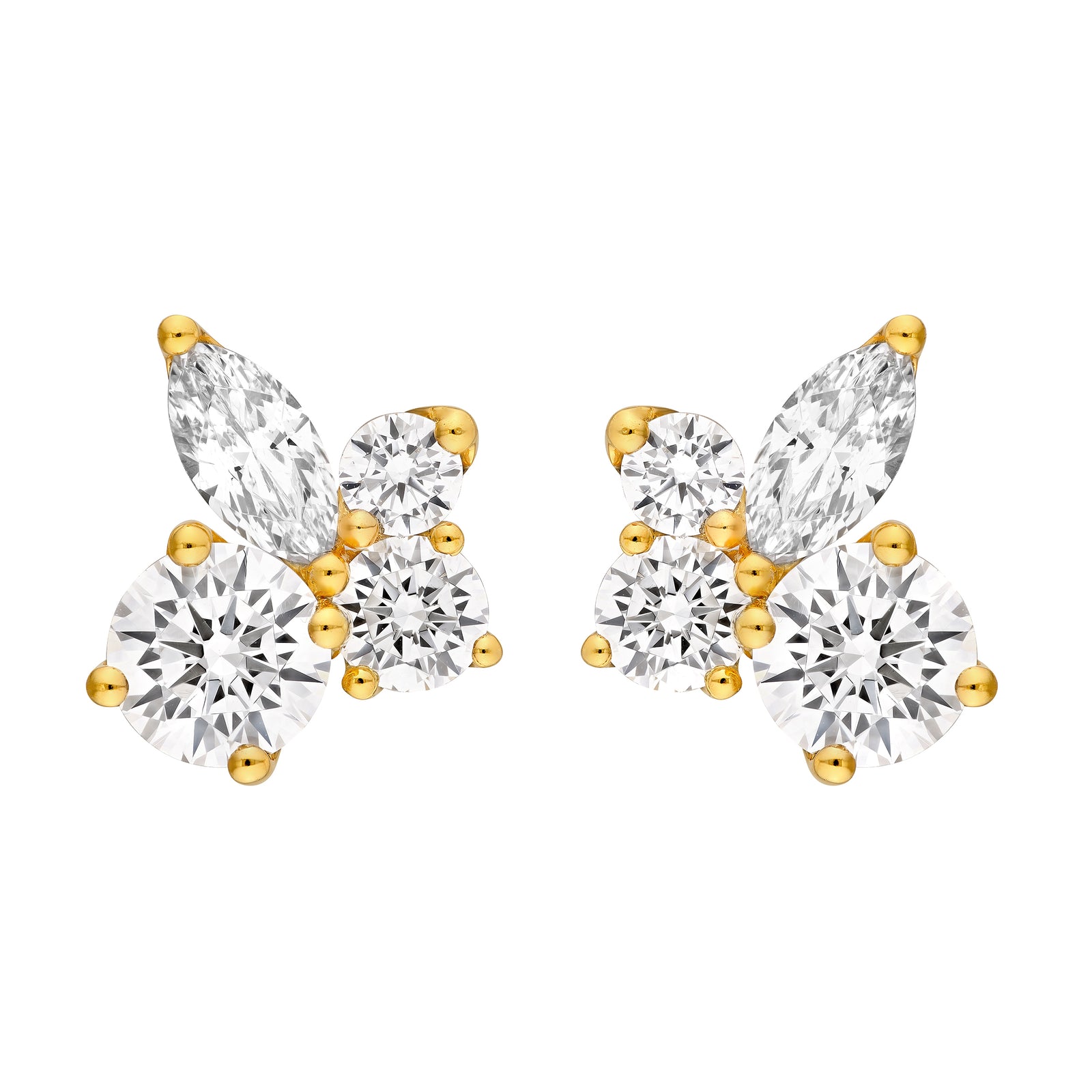 Diamond Blossom Cluster Stud Earrings