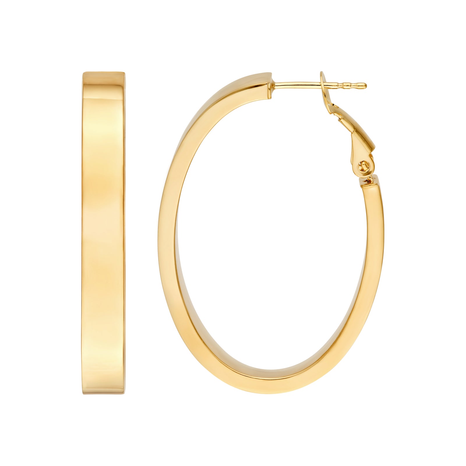 4x1.5mm Rectangle Tube Oval Hoop Earrings