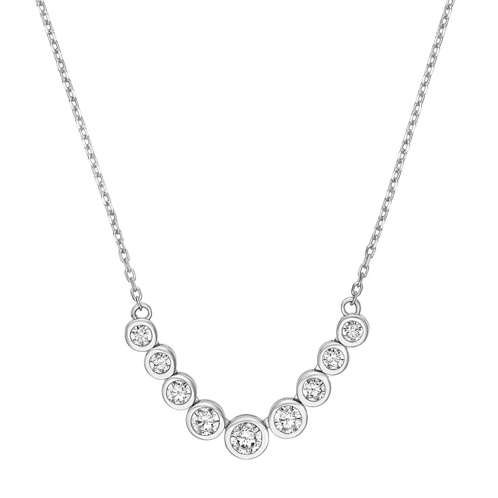 Bezel Set 9 Stone Graduated Diamond Neckace