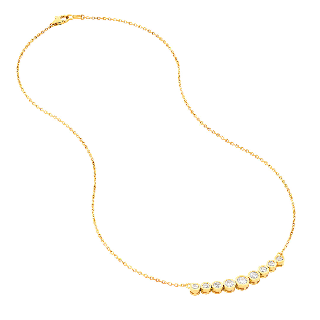 Bezel Set 9 Stone Graduated Diamond Neckace