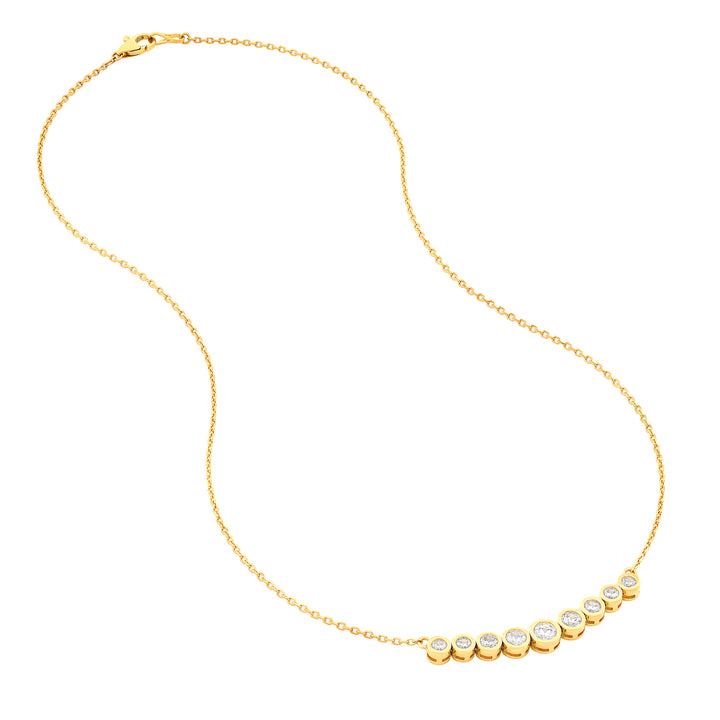Bezel Set 9 Stone Graduated Diamond Neckace