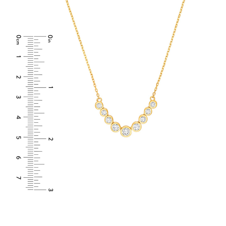 Bezel Set 9 Stone Graduated Diamond Neckace