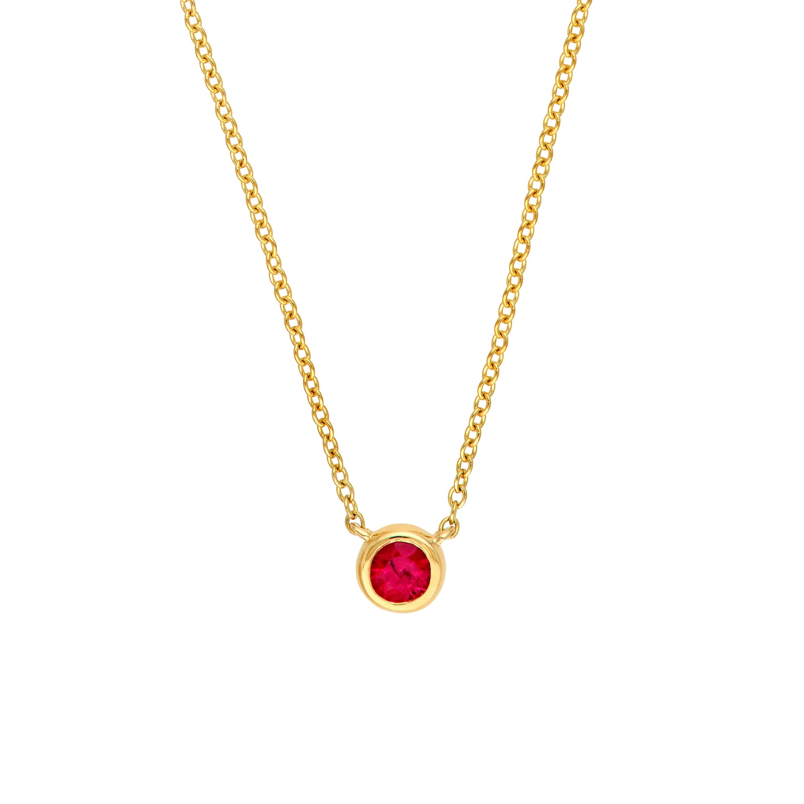 3mm Rnd Ruby Bezel Adj Necklace