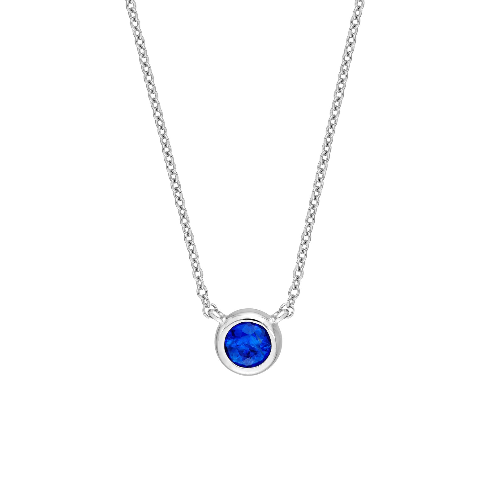 4mm Rnd Blue Sapphire Bezel Adj Necklace