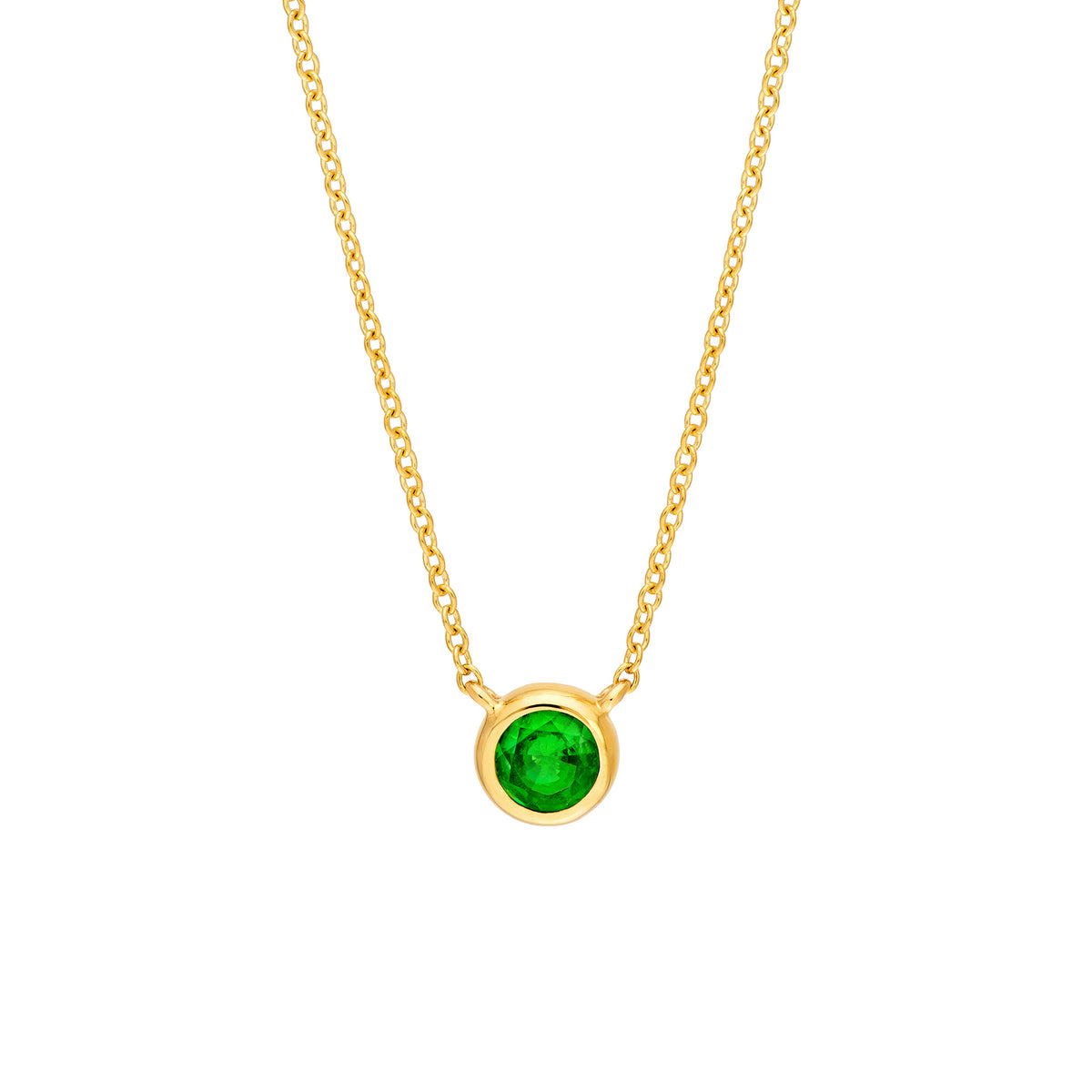 4mm Tsavorite Stone Bezel Necklace