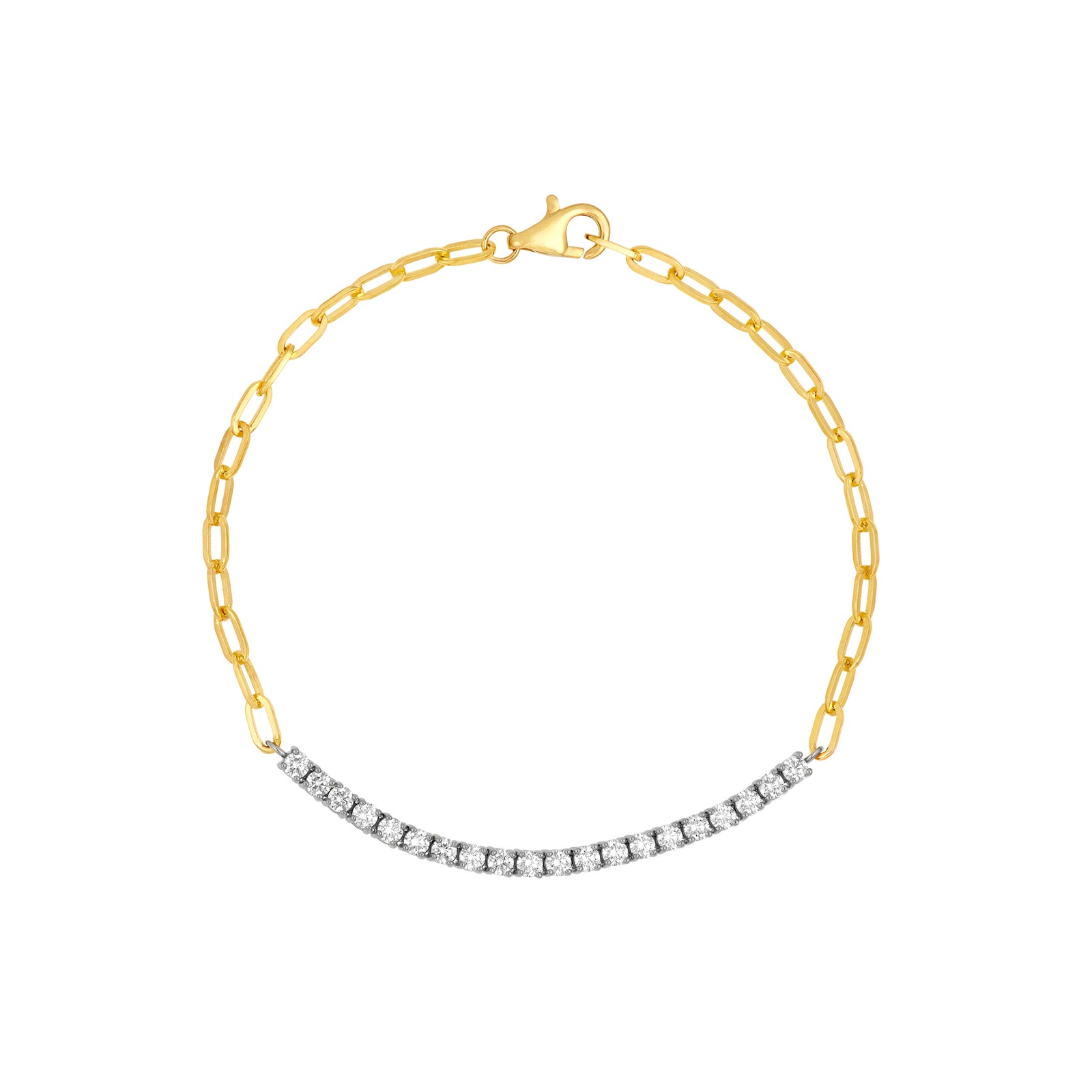 Two Tone 1.0tcw Diamond Paper Clip Bracelet