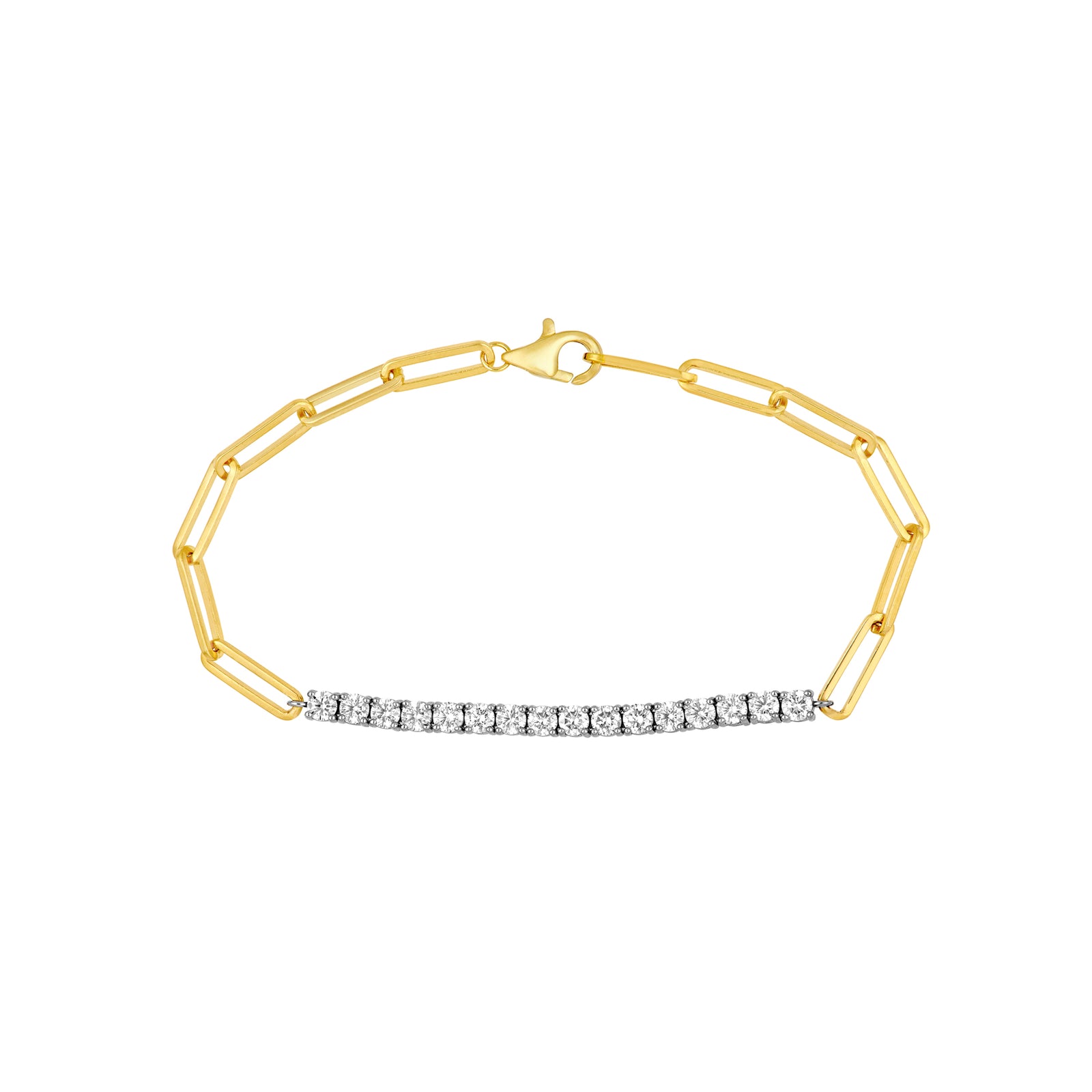 Two Tone 1-3/4tcw Diamond Paper Clip Bracelet