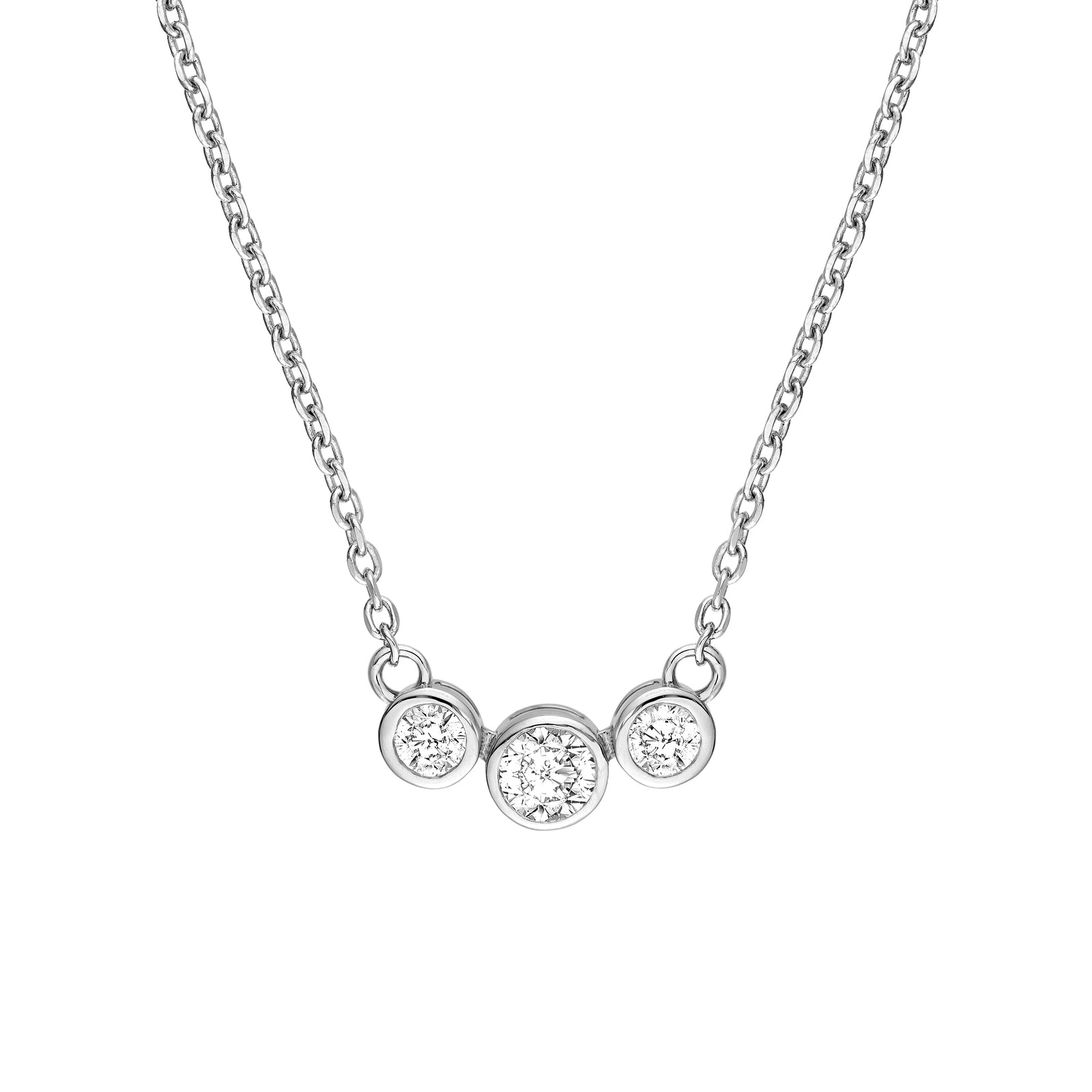 Bezel Set 3 Stone Graduated Necklace