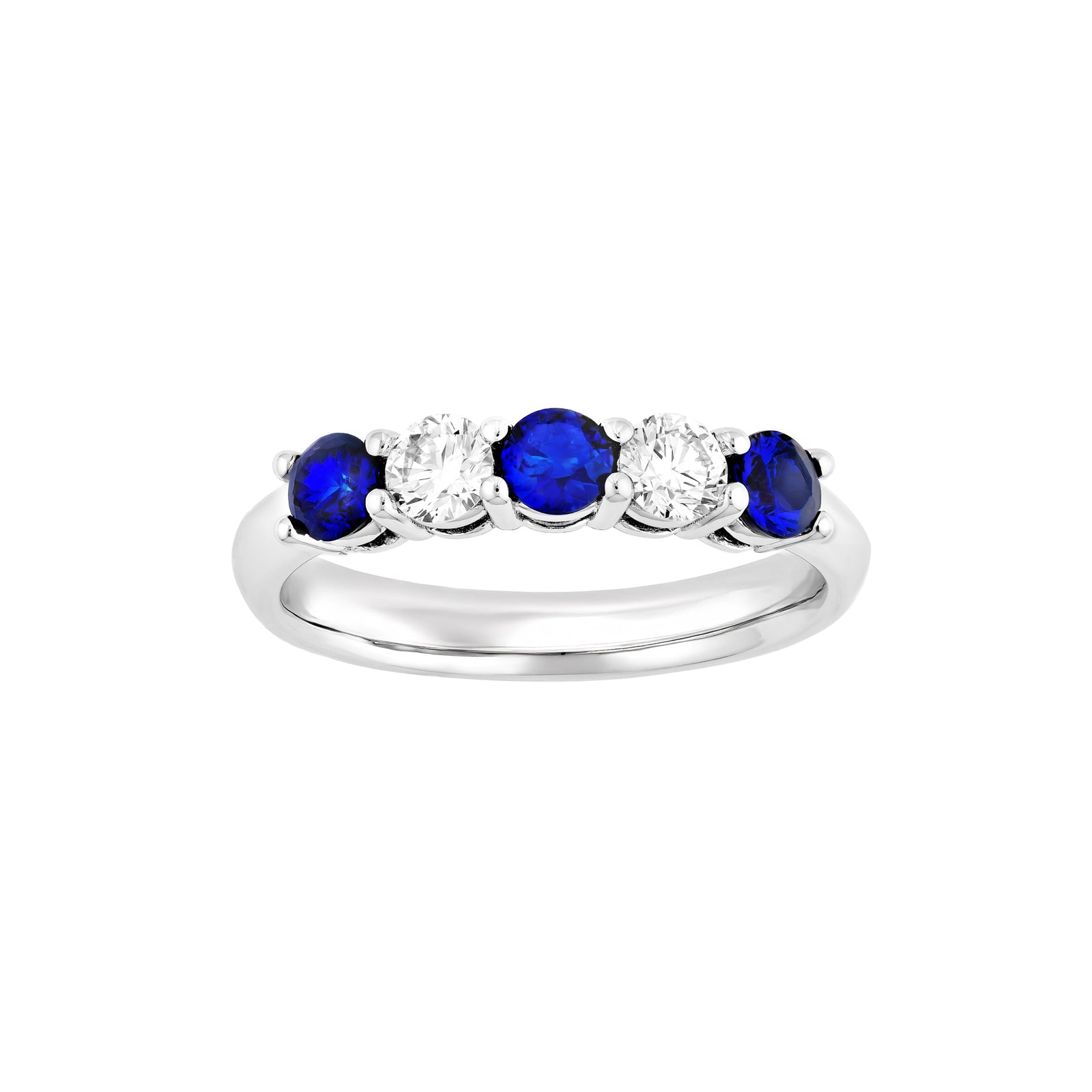 5 Stone Alternating Diamond and Sapphire Ring