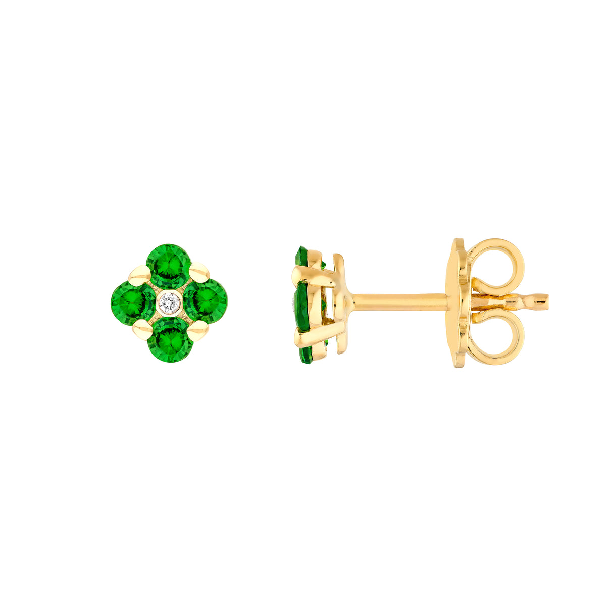 2.5mm Tsavorite Flower Stud Earrings