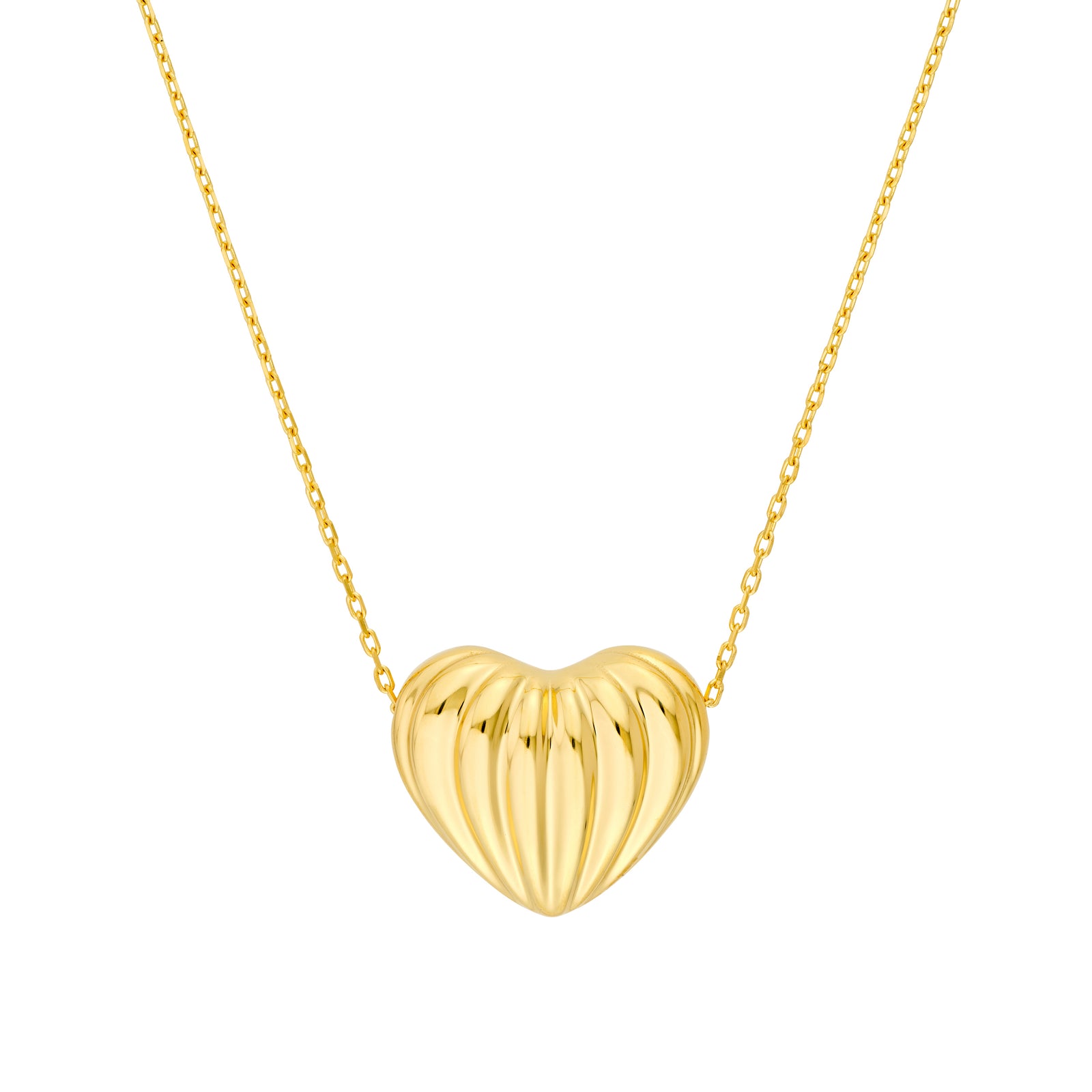 Fluted Heart Pendant Necklace