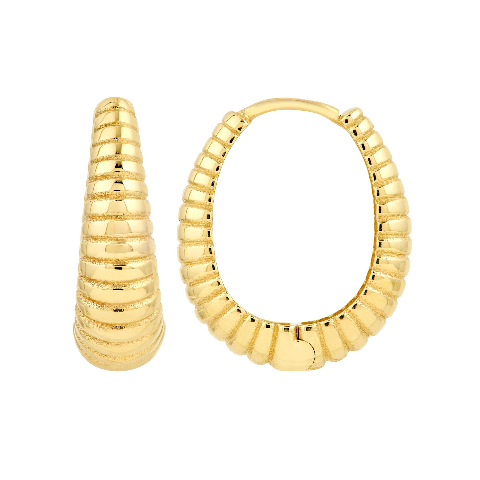 Graduated Shrimp Oval Hoop Earrings
