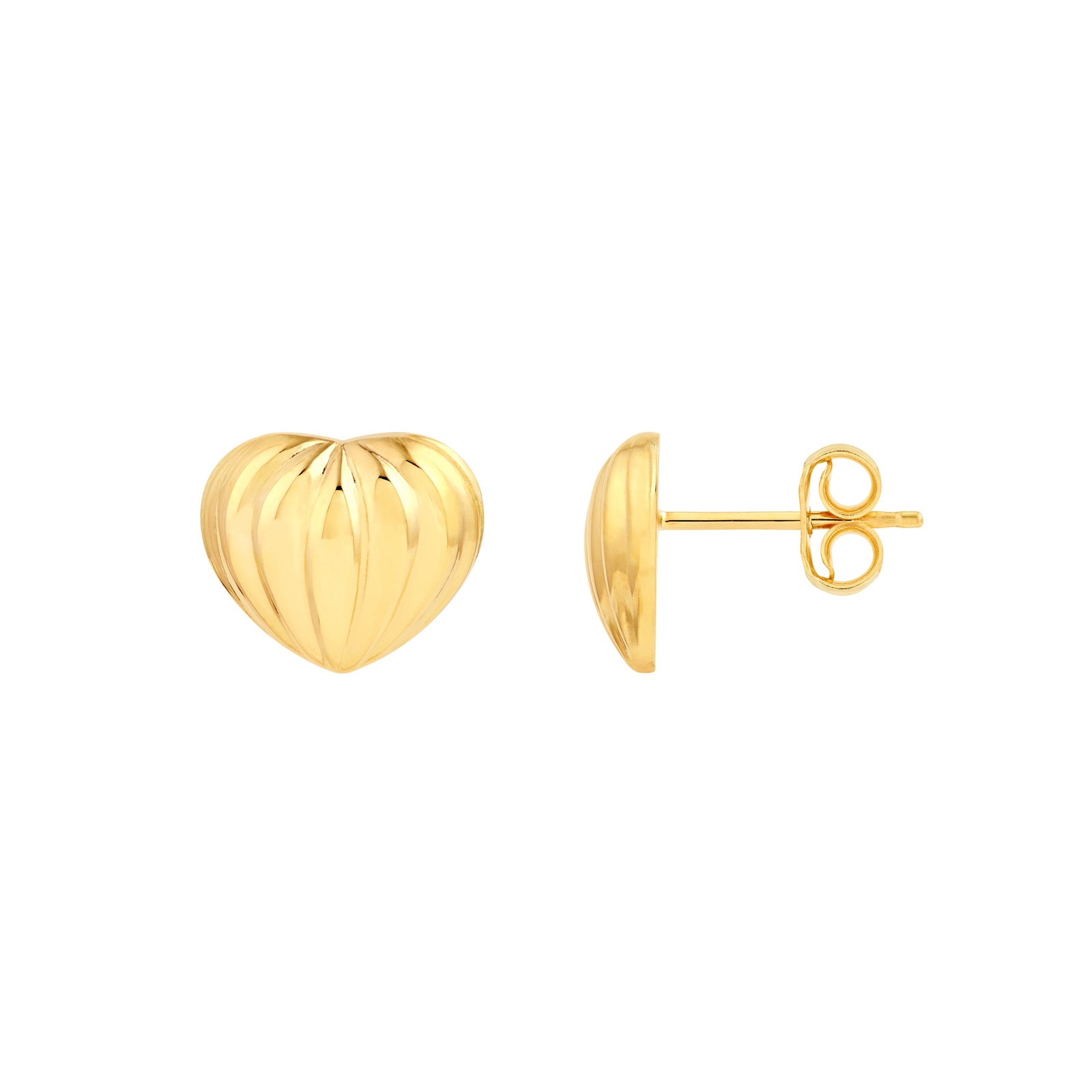 Fluted Heart Small Stud Earrings