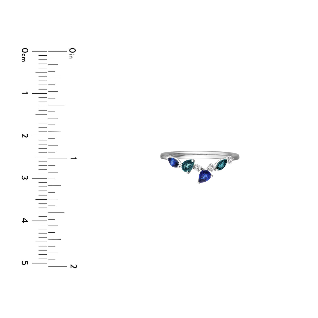 Teal Sapphire and Blue Blossom Band