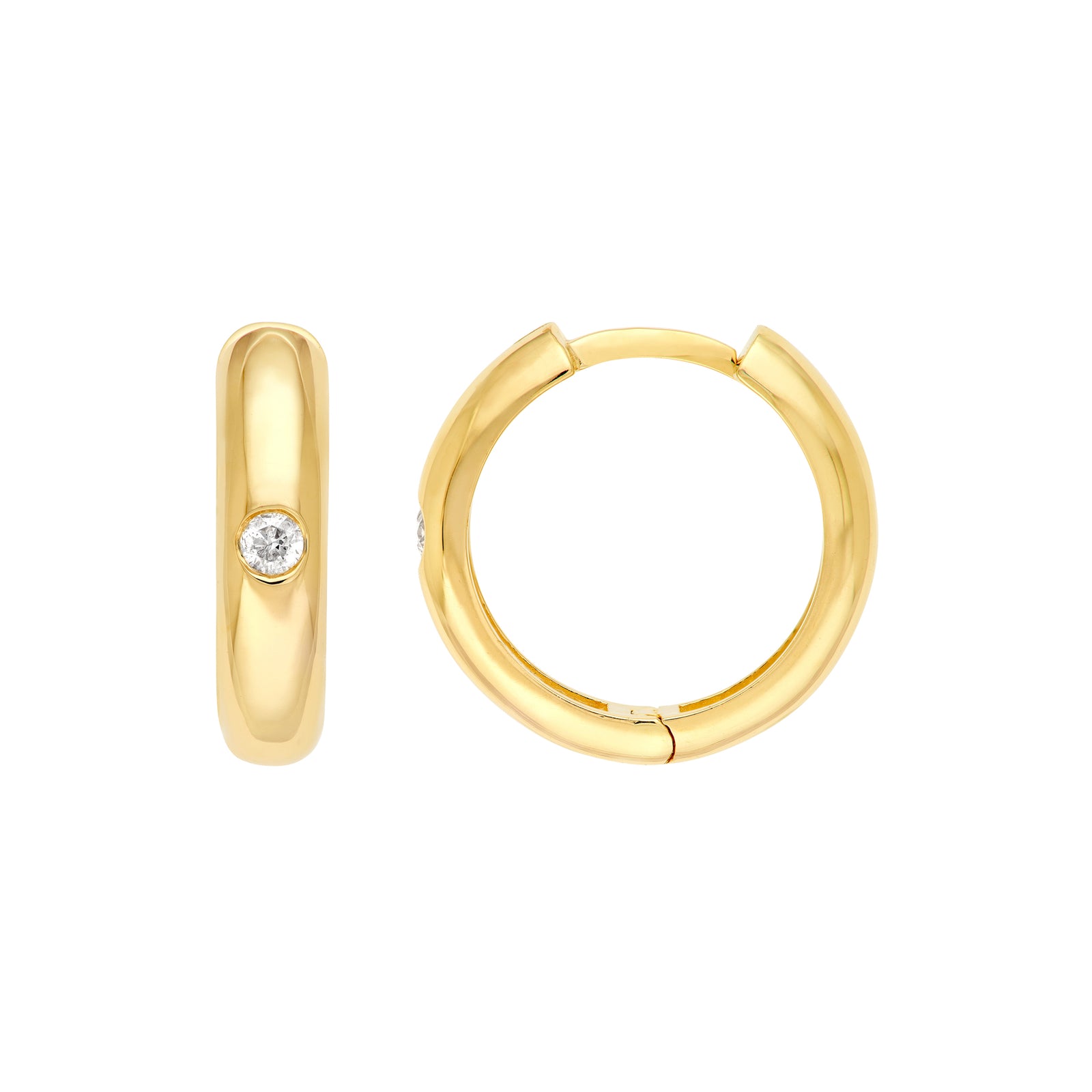 15mm Diamond Round Hoop Earrings