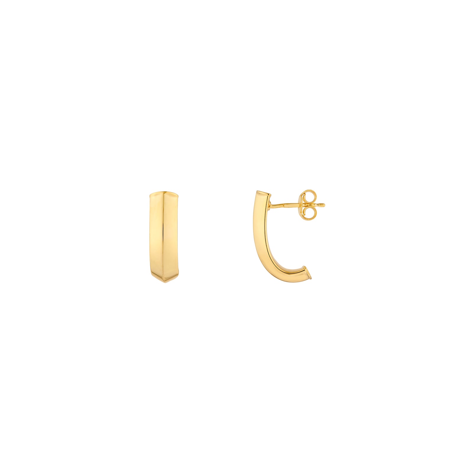 Triangular Tube J Hoop Earrings