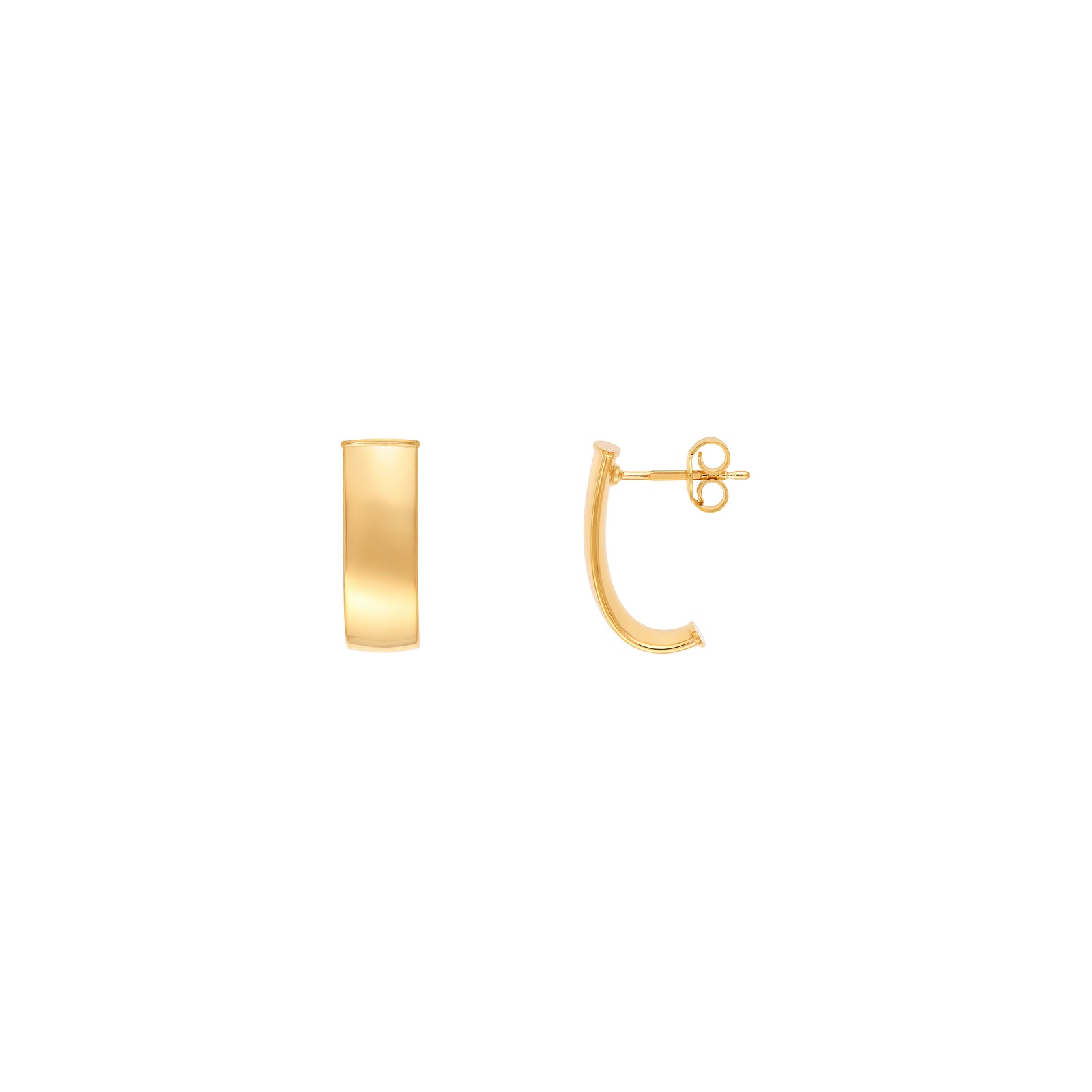 6mm Flat Oval Tube J Hoop Earrings