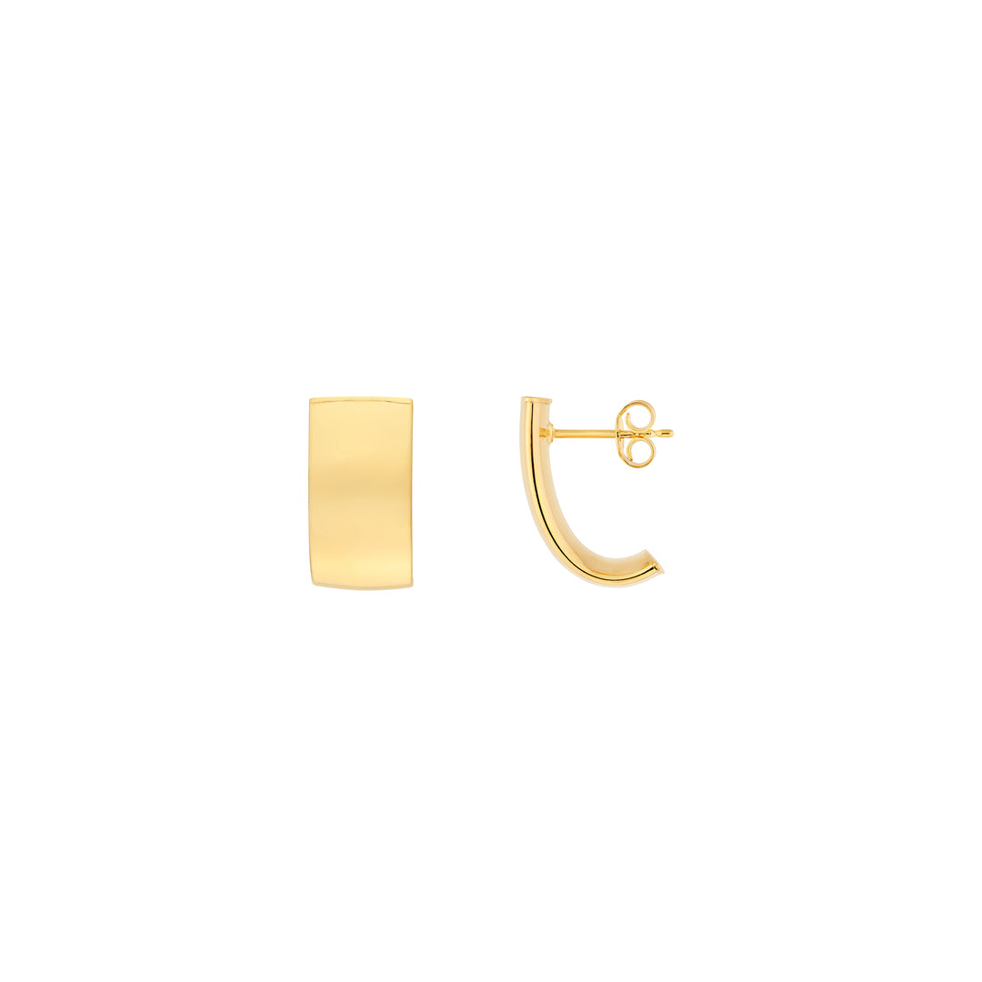 10mm Small Flat Oval Tube J Hoop Earrings