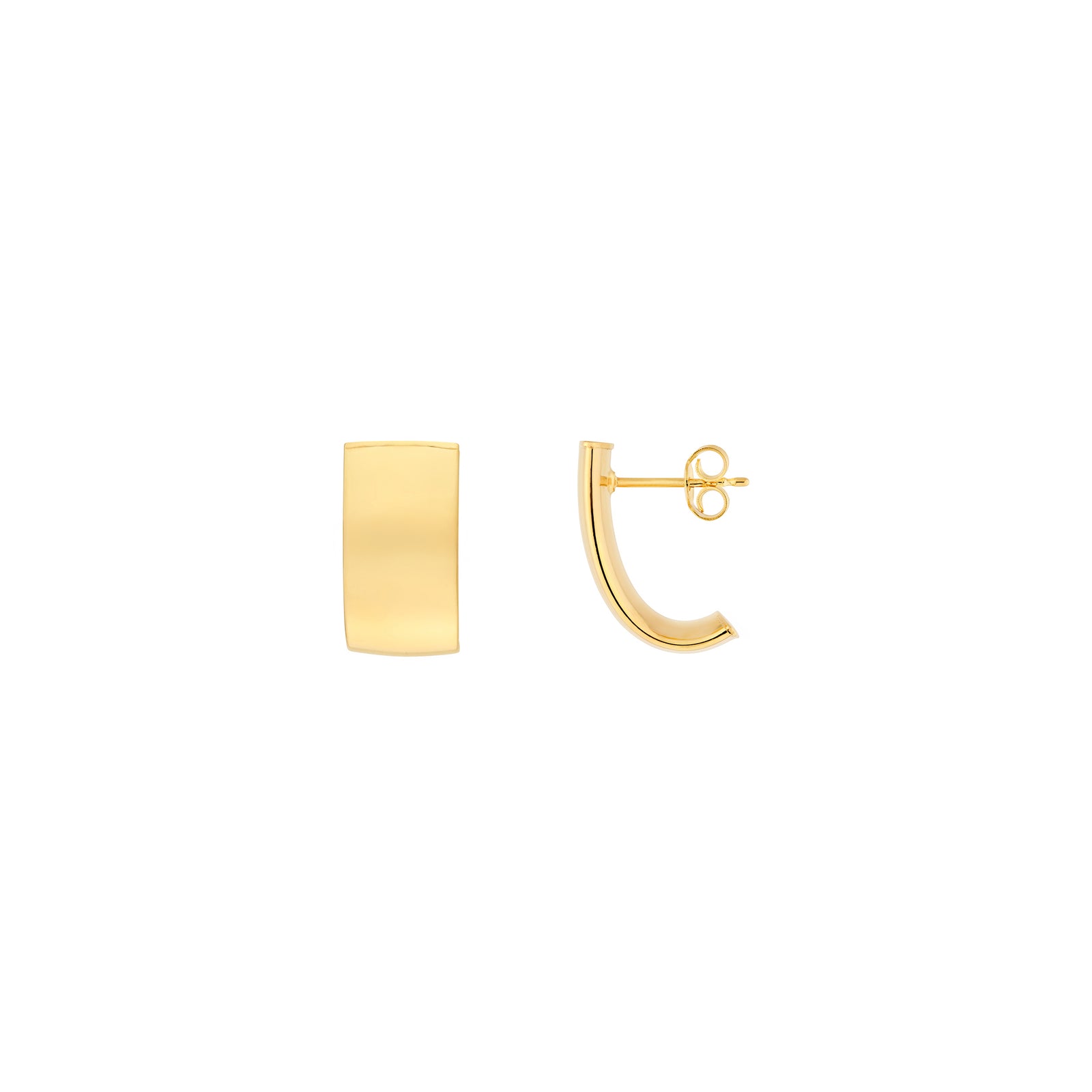 10mm Small Flat Oval Tube J Hoop Earrings