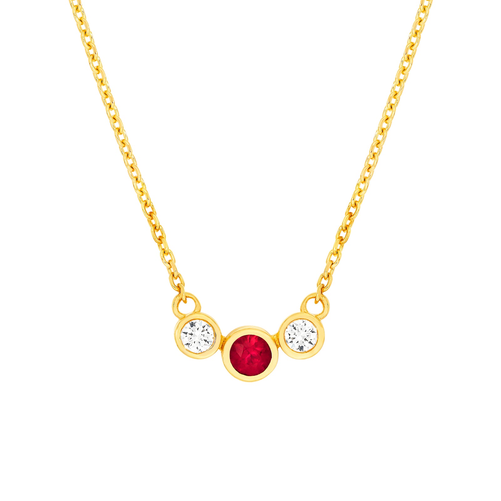 3.7mm Ruby & 1/5tcw Diamond Bezel Graduated Necklace