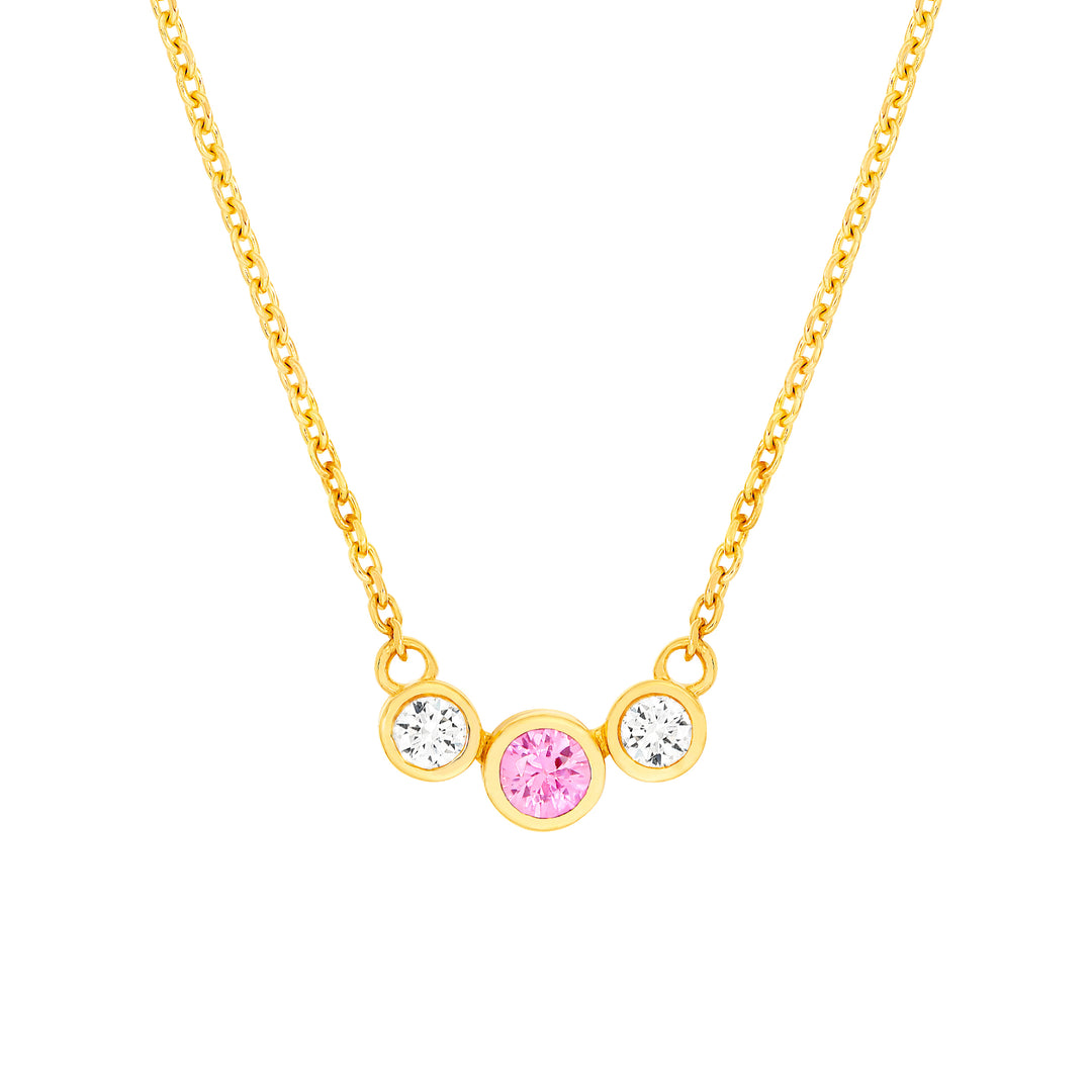 3.7mm Pink Sapphire & 1/5tcw Diamond Bezel Necklace